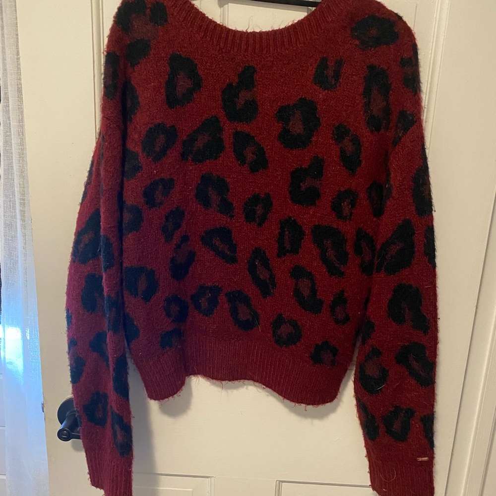 Victoria's Secret Red and Black Crew Neck Sweater